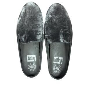 FitFlop women’s Gray velvet Slip-On mules Shoes‎ size 7 EUC